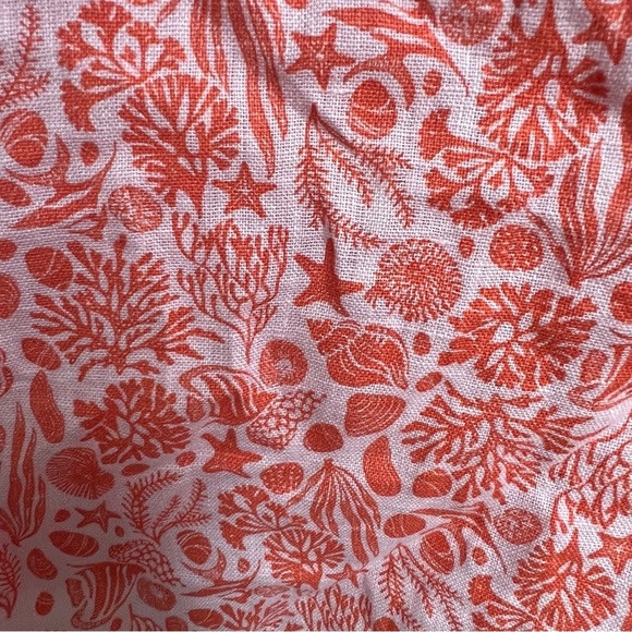Sigrid Olsen Top Linen 1X Orange Shells Fish Tropical Beach Lagenlook Coastal - Picture 4 of 9